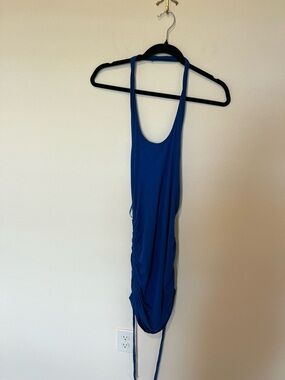 NWT Fashion Nova Cobalt Blue Halter Ruched Dress